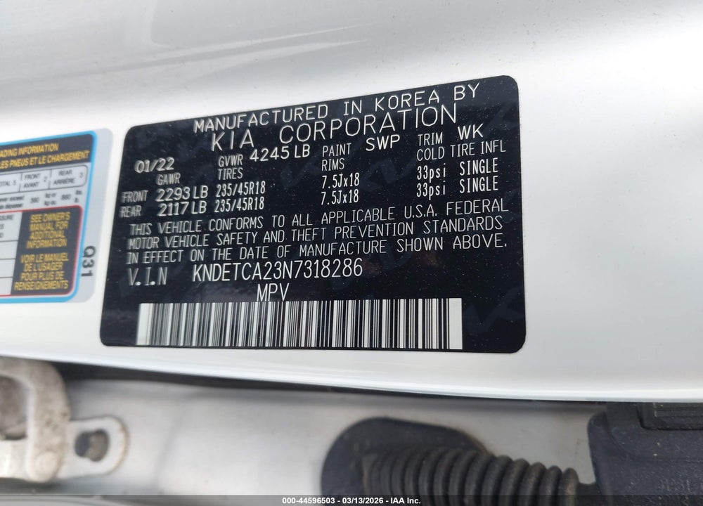 2022 KIA SELTOS SX TURBO VIN: KNDETCA23N7318286