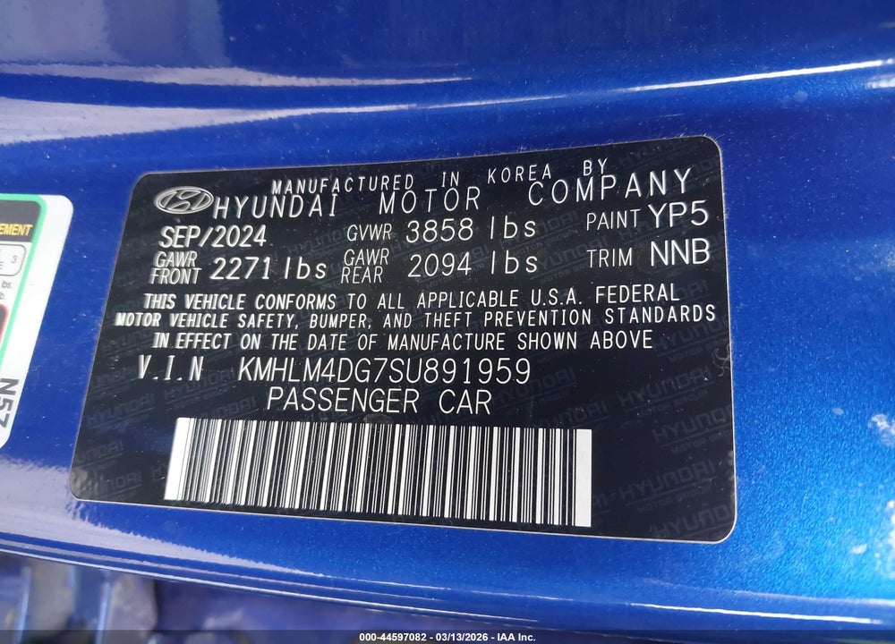 2025 HYUNDAI ELANTRA SEL SPORT VIN: KMHLM4DG7SU891959