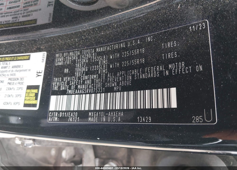 2024 TOYOTA COROLLA CROSS XLE VIN: 7MUEAAAG5RV075331