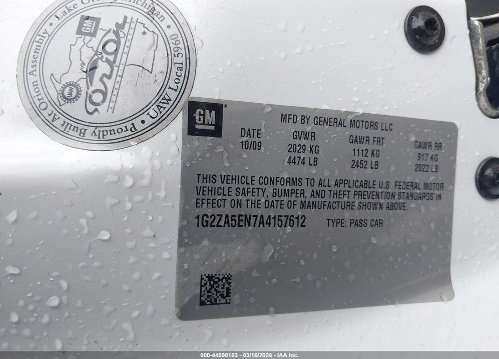 2010 PONTIAC G6 VIN: 1G2ZA5EN7A4157612