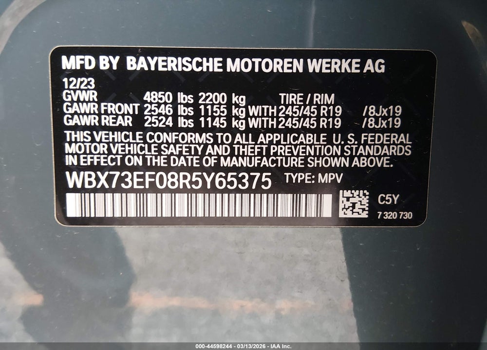 2024 BMW X1 XDRIVE28I VIN: WBX73EF08R5Y65375