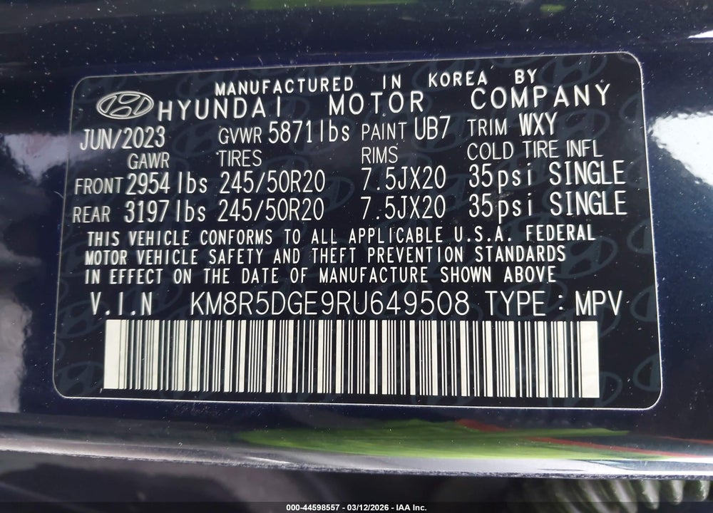 2024 HYUNDAI PALISADE LIMITED VIN: KM8R5DGE9RU649508