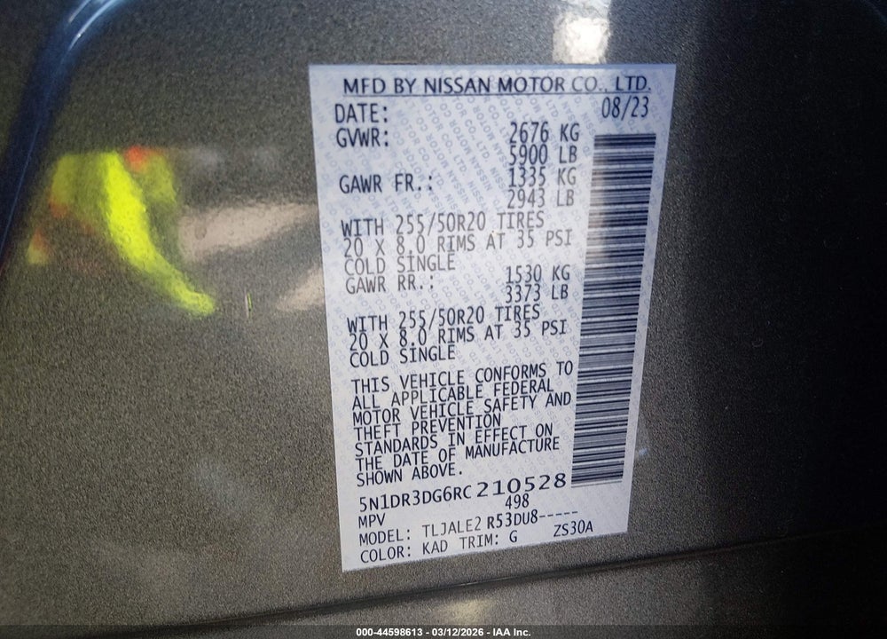 2024 NISSAN PATHFINDER PLATINUM FWD VIN: 5N1DR3DG6RC210528