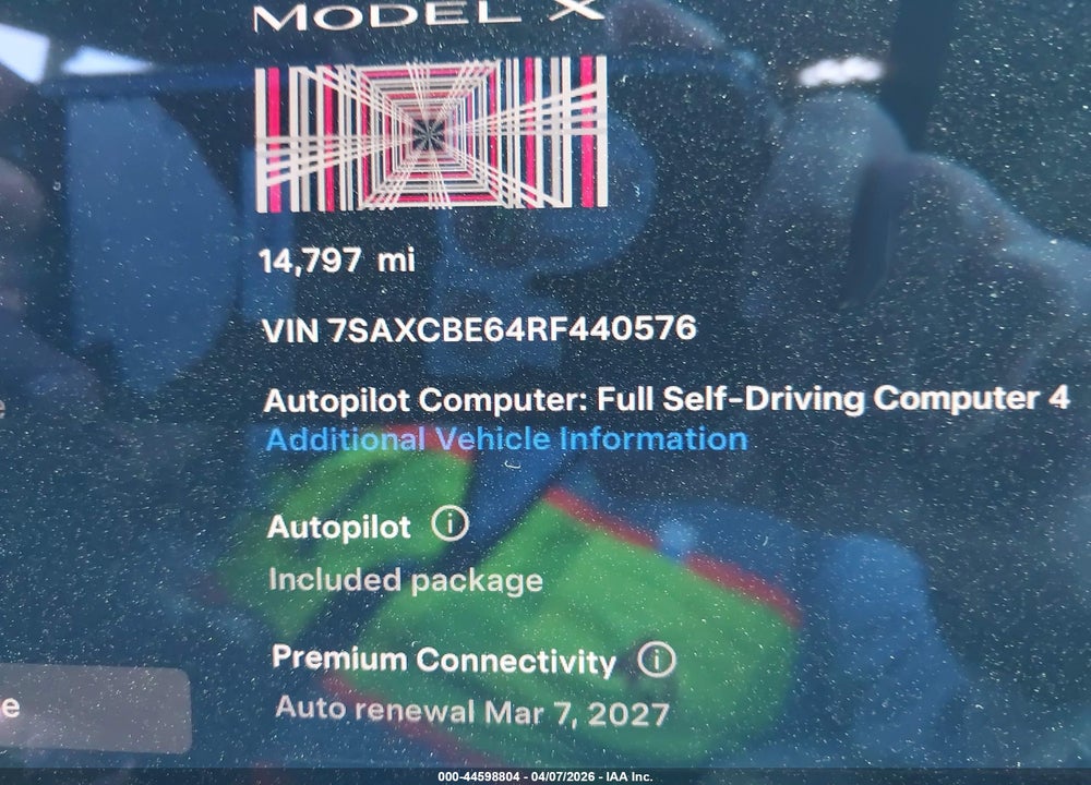 2024 TESLA MODEL X PLAID TRI MOTOR ALL-WHEEL DRIVE VIN: 7SAXCBE64RF440576