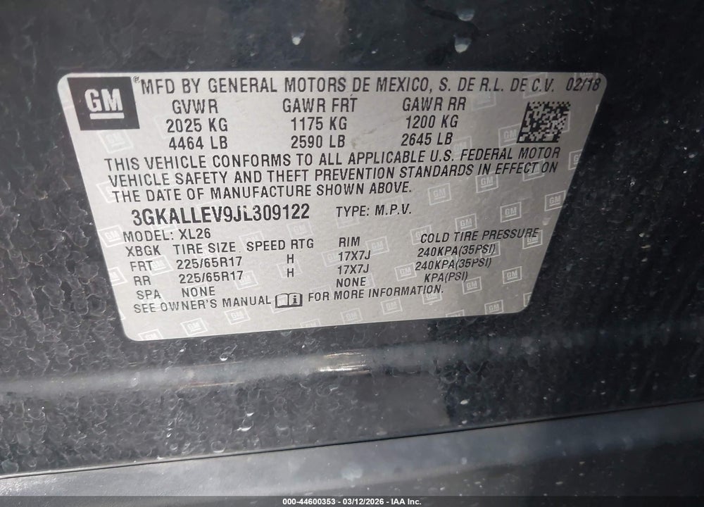 2018 GMC TERRAIN SL VIN: 3GKALLEV9JL309122