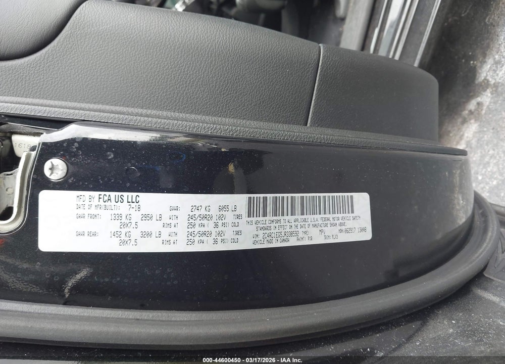 2018 CHRYSLER PACIFICA TOURING L PLUS VIN: 2C4RC1EG5JR338592