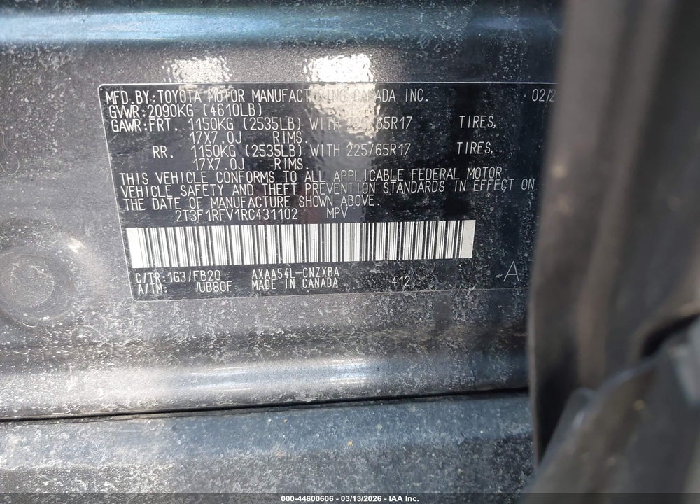 2024 TOYOTA RAV4 LE VIN: 2T3F1RFV1RC431102