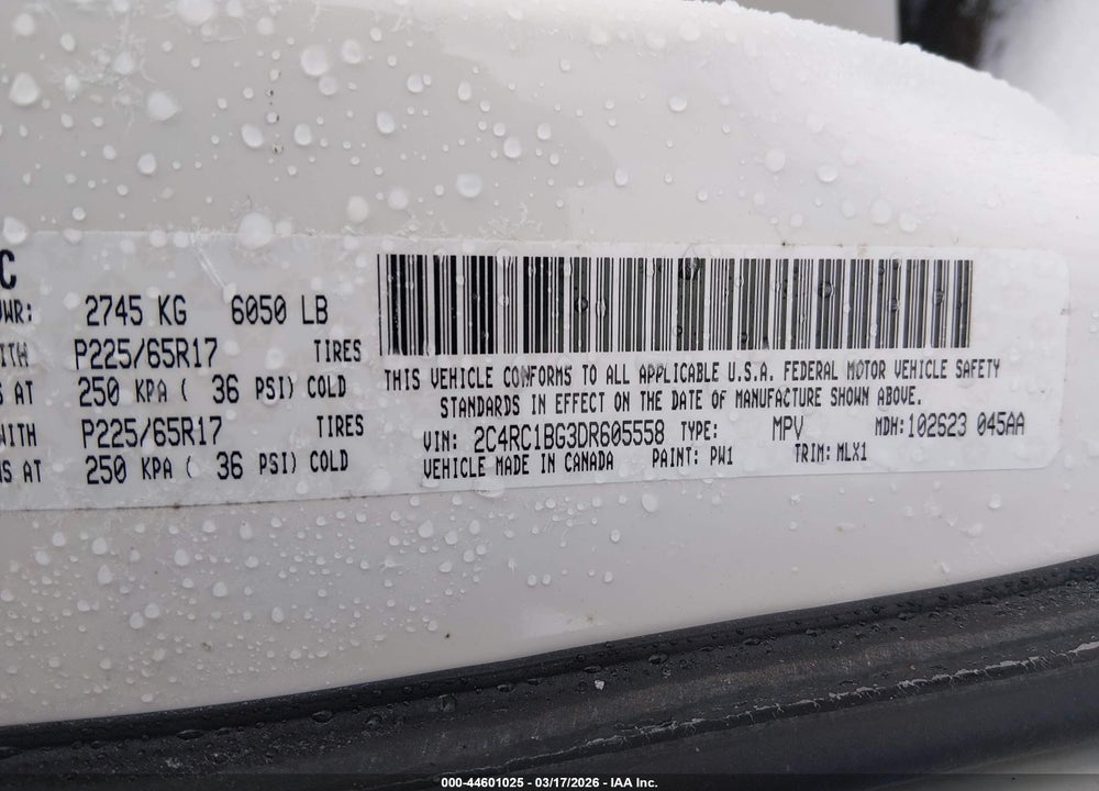 2013 CHRYSLER TOWN & COUNTRY TOURING VIN: 2C4RC1BG3DR605558