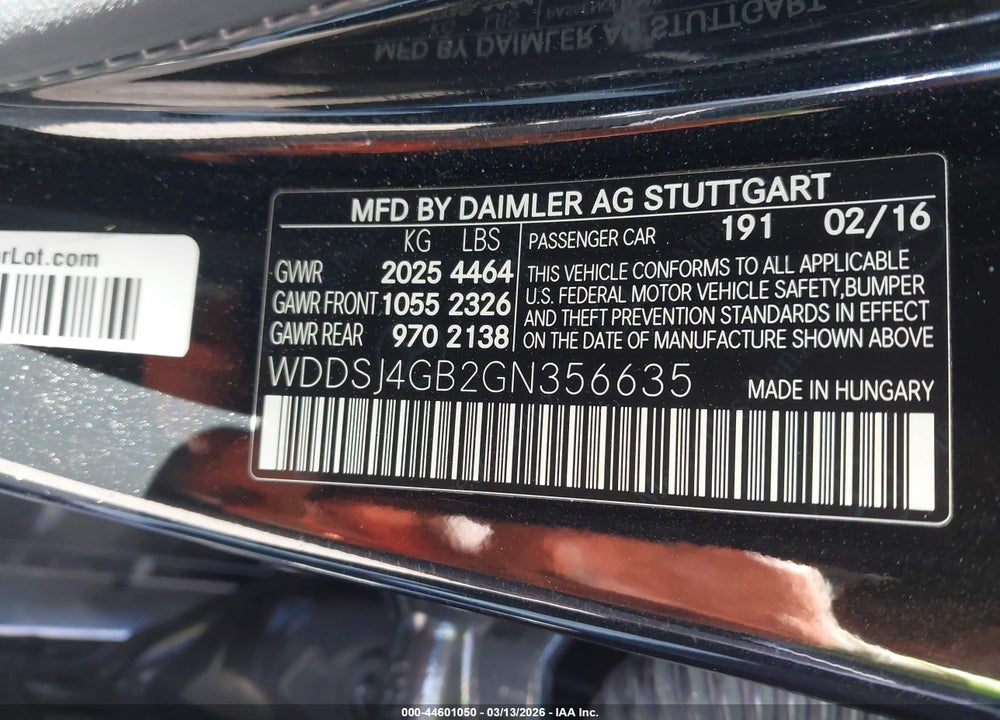 2016 MERCEDES-BENZ CLA 250 4MATIC VIN: WDDSJ4GB2GN356635