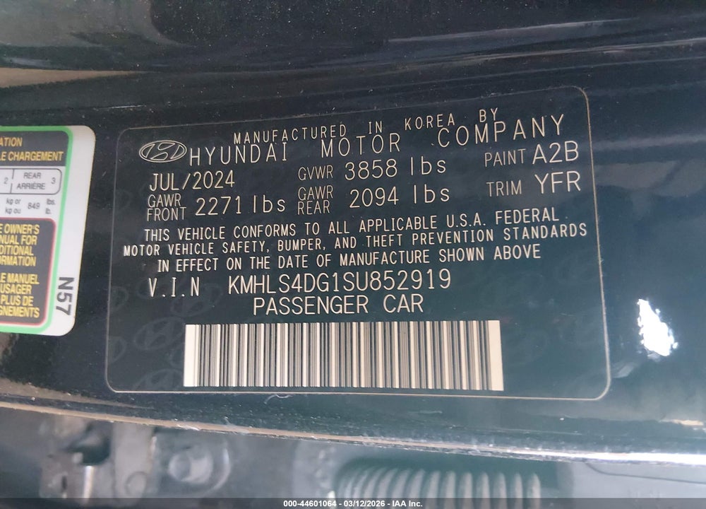 2025 HYUNDAI ELANTRA SEL CONVENIENCE VIN: KMHLS4DG1SU852919