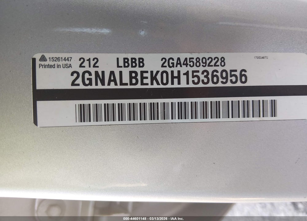 2017 CHEVROLET EQUINOX LS VIN: 2GNALBEK0H1536956