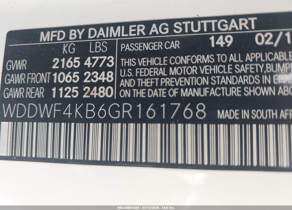 2016 MERCEDES-BENZ C 300 4MATIC VIN: WDDWF4KB6GR161768