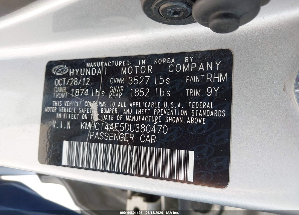 2013 HYUNDAI ACCENT GLS VIN: KMHCT4AE5DU380470