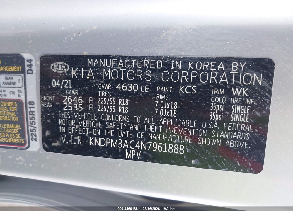 2022 KIA SPORTAGE LX VIN: KNDPM3AC4N7961888