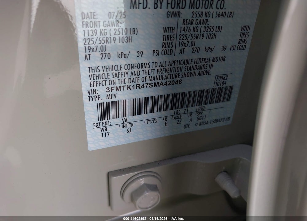 2025 FORD MUSTANG MACH-E SELECT VIN: 3FMTK1R47SMA42048