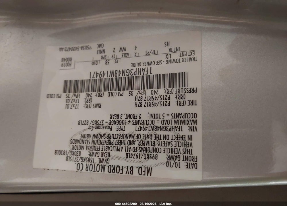 2011 FORD FOCUS SES VIN: 1FAHP3GN4BW149471