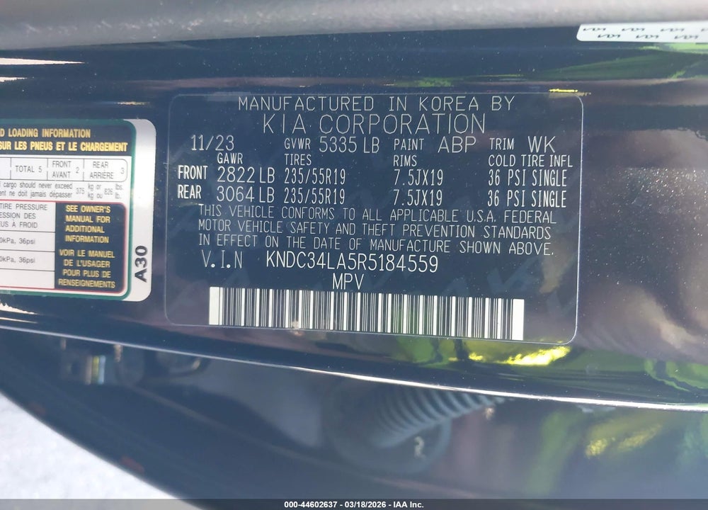 2024 KIA EV6 WIND VIN: KNDC34LA5R5184559