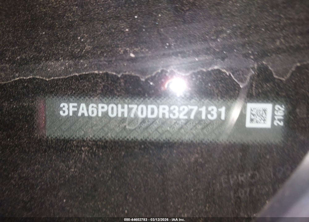 2013 FORD FUSION SE VIN: 3FA6P0H70DR327131