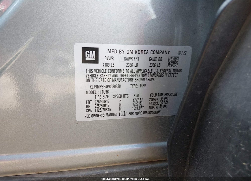 2023 CHEVROLET TRAILBLAZER FWD LT VIN: KL79MPS24PB030830