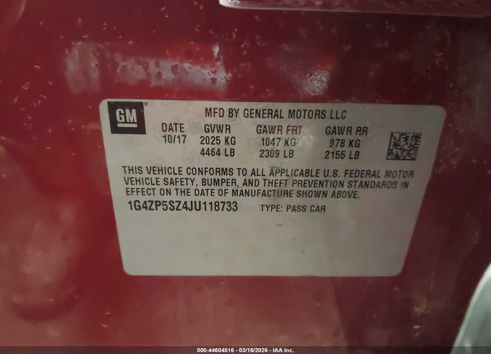 2018 BUICK LACROSSE ESSENCE VIN: 1G4ZP5SZ4JU118733
