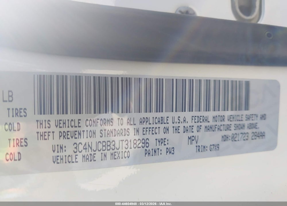 2018 JEEP COMPASS ALTITUDE FWD VIN: 3C4NJCBB3JT318296