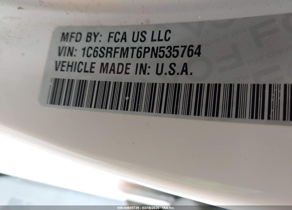 2023 RAM 1500 LONE STAR  4X4 6'4 BOX VIN: 1C6SRFMT6PN535764
