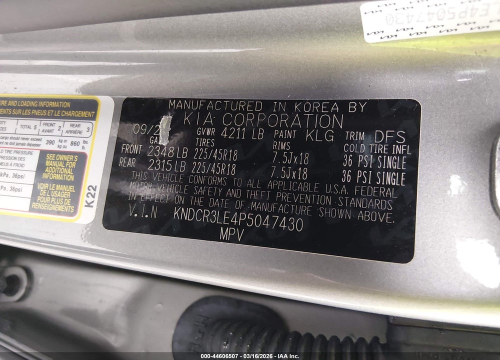 2023 KIA NIRO EX TOURING VIN: KNDCR3LE4P5047430
