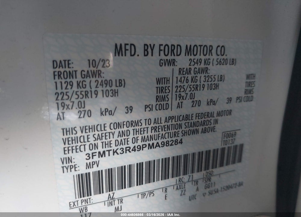 2023 FORD MUSTANG MACH-E PREMIUM VIN: 3FMTK3R49PMA98284