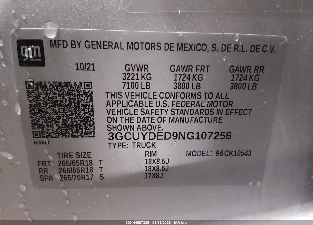 2022 CHEVROLET SILVERADO 1500 LTD 4WD  SHORT BED LT VIN: 3GCUYDED9NG107256