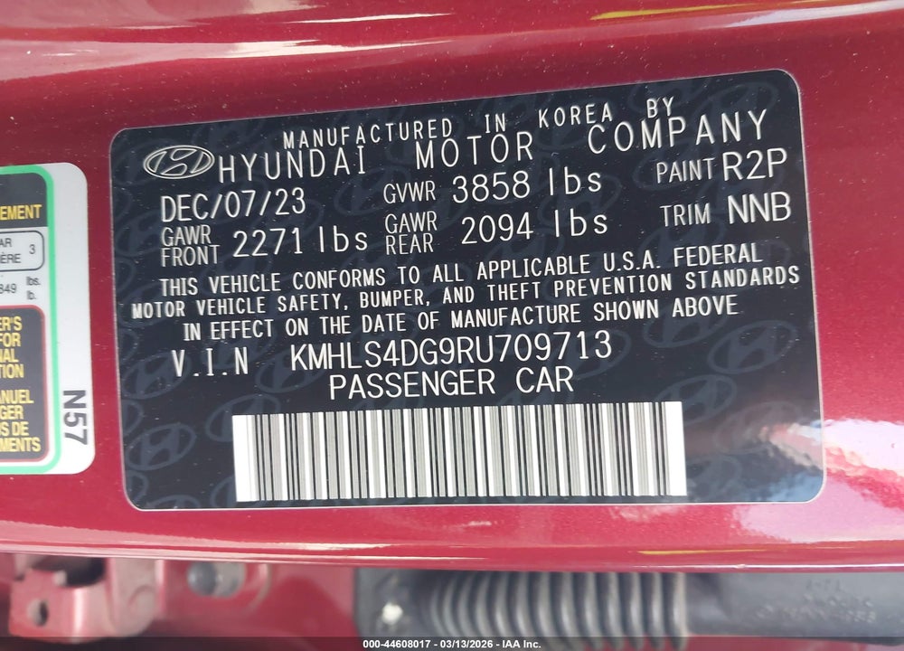 2024 HYUNDAI ELANTRA SEL VIN: KMHLS4DG9RU709713