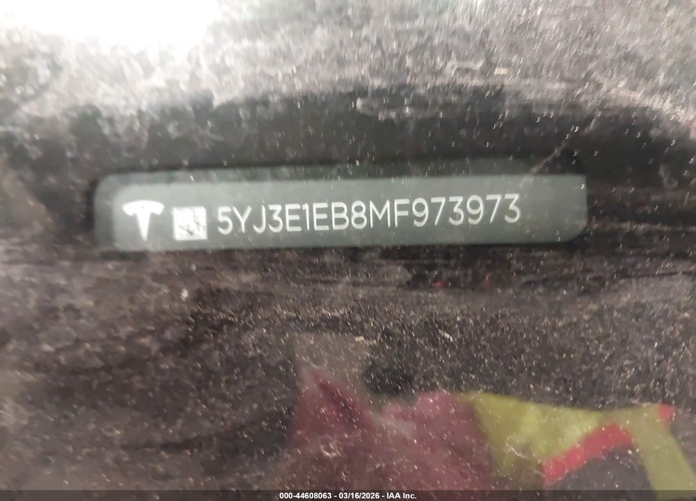 2021 TESLA MODEL 3 LONG RANGE DUAL MOTOR ALL-WHEEL DRIVE VIN: 5YJ3E1EB8MF973973