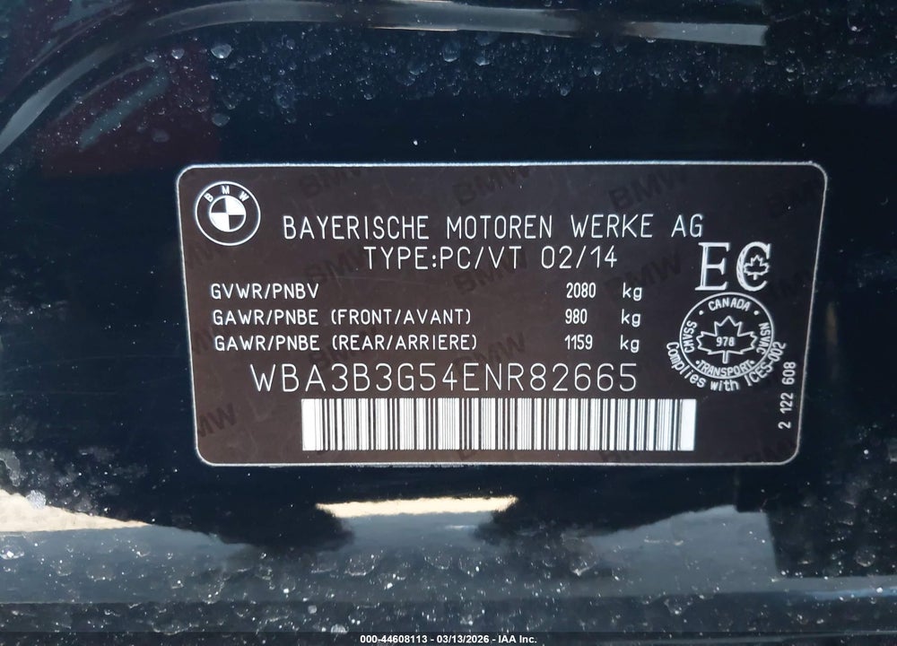 2014 BMW 328I XDRIVE VIN: WBA3B3G54ENR82665