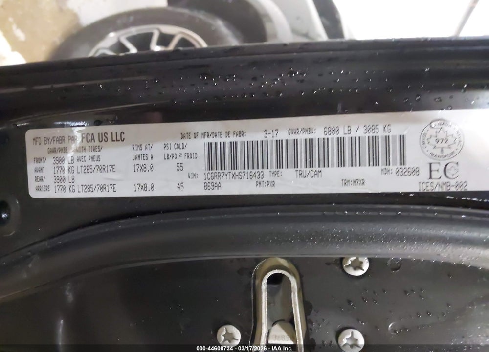2017 RAM 1500 REBEL VIN: 1C6RR7YTXHS716433
