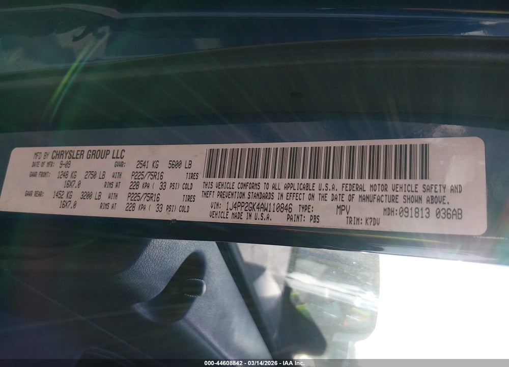 2010 JEEP LIBERTY SPORT VIN: 1J4PP2GK4AW110846