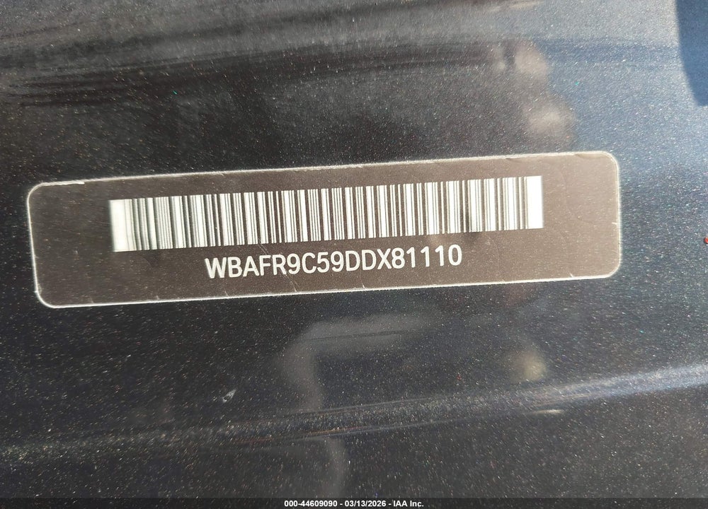 2013 BMW 550I VIN: WBAFR9C59DDX81110