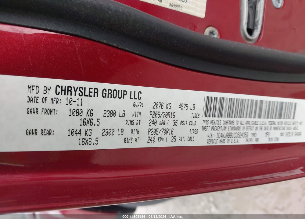 2012 JEEP PATRIOT SPORT VIN: 1C4NJRBB1CD524356