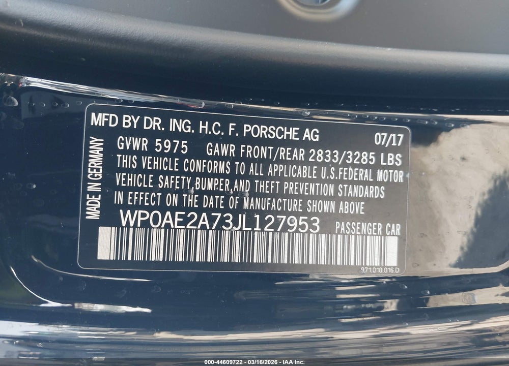2018 PORSCHE PANAMERA E-HYBRID 4 VIN: WP0AE2A73JL127953