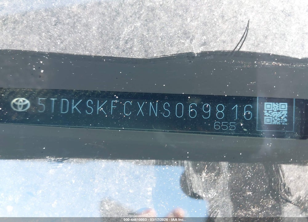 2022 TOYOTA SIENNA LE VIN: 5TDKSKFCXNS069816