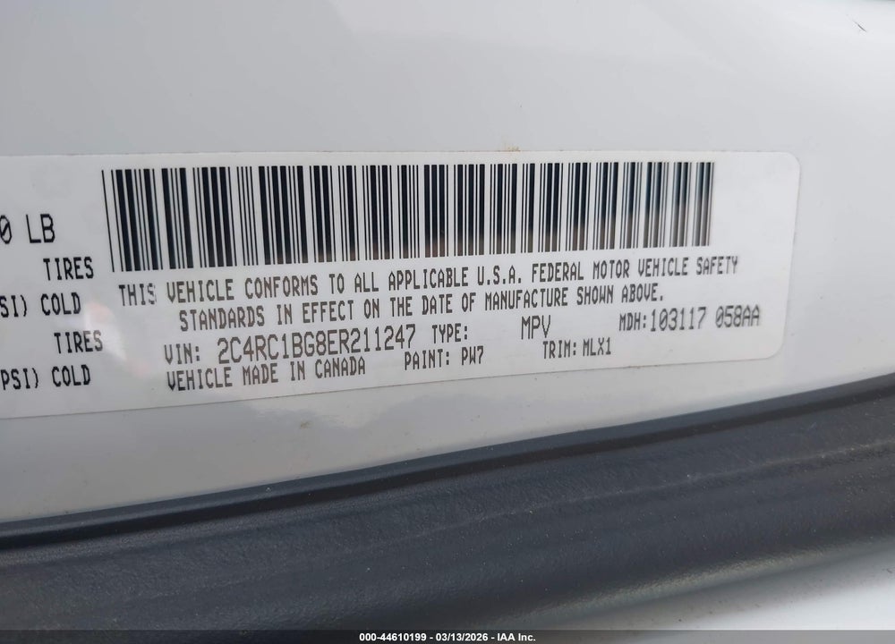 2014 CHRYSLER TOWN & COUNTRY TOURING VIN: 2C4RC1BG8ER211247