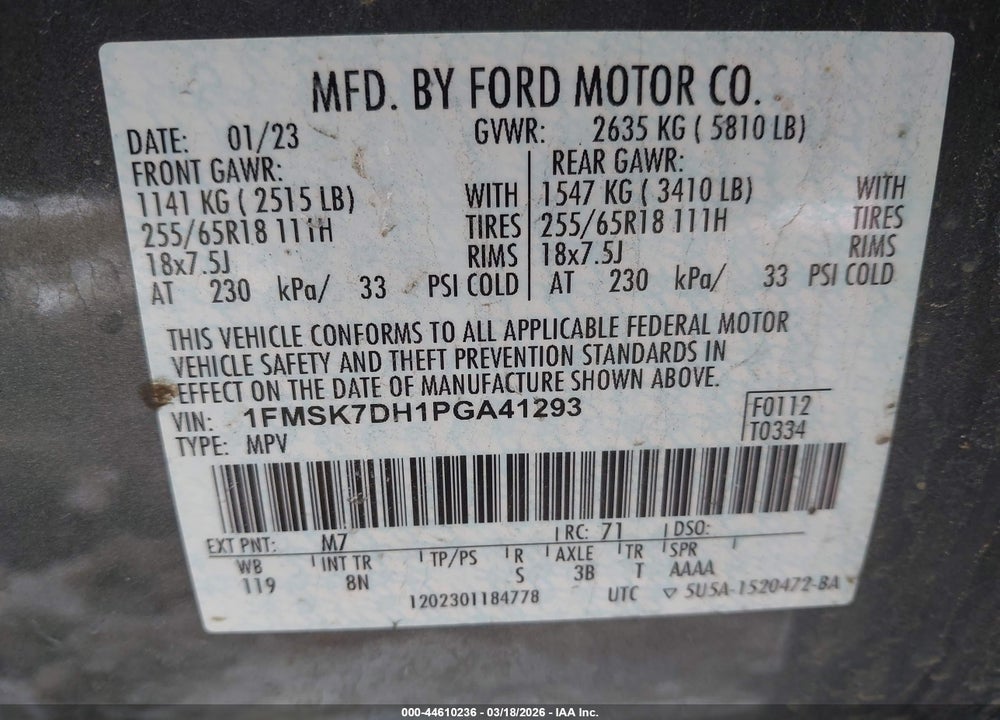 2023 FORD EXPLORER XLT VIN: 1FMSK7DH1PGA41293