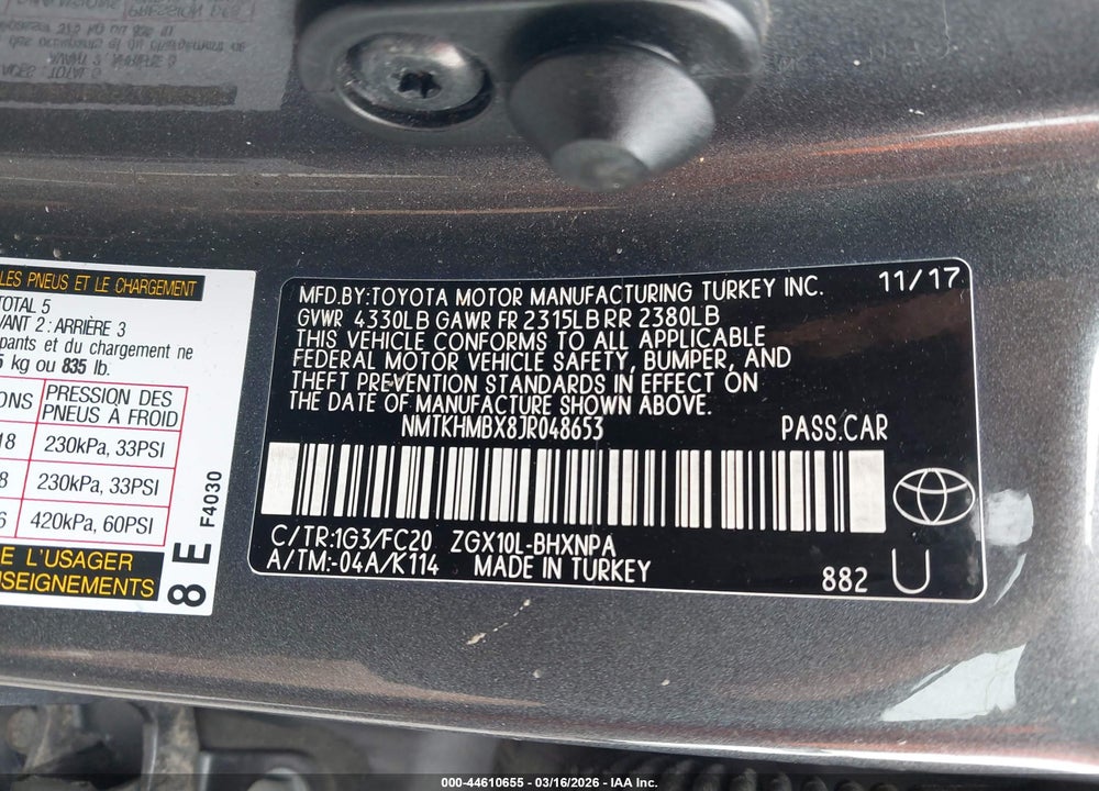 2018 TOYOTA C-HR XLE VIN: NMTKHMBX8JR048653
