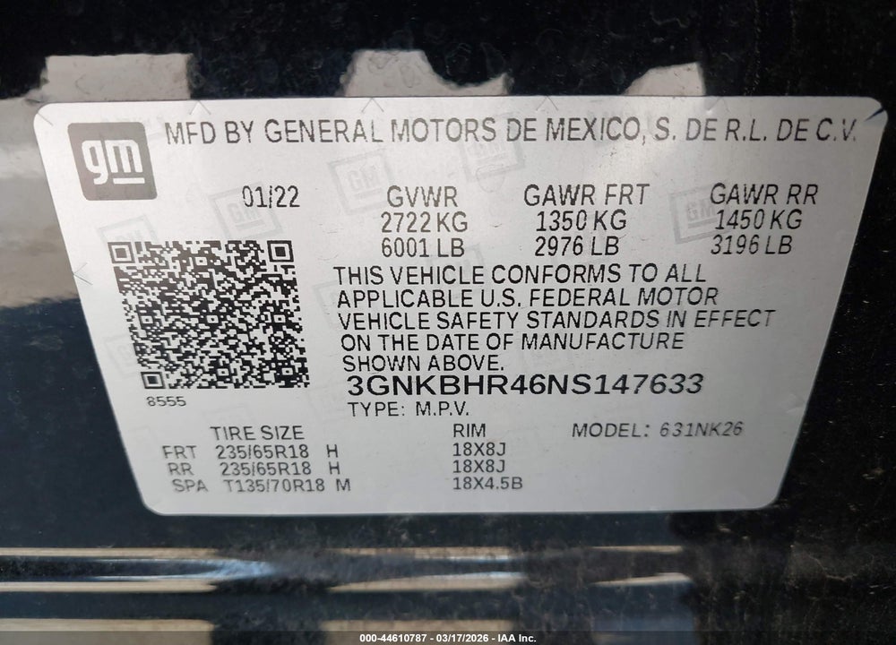 2022 CHEVROLET BLAZER AWD 2LT VIN: 3GNKBHR46NS147633