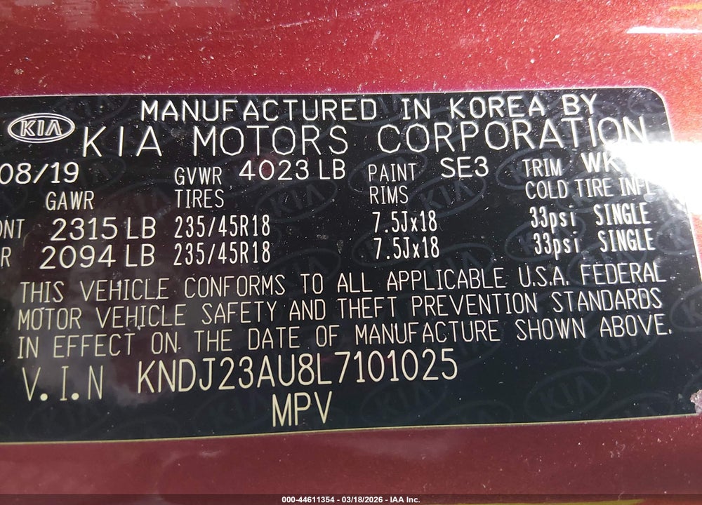 2020 KIA SOUL X-LINE VIN: KNDJ23AU8L7101025