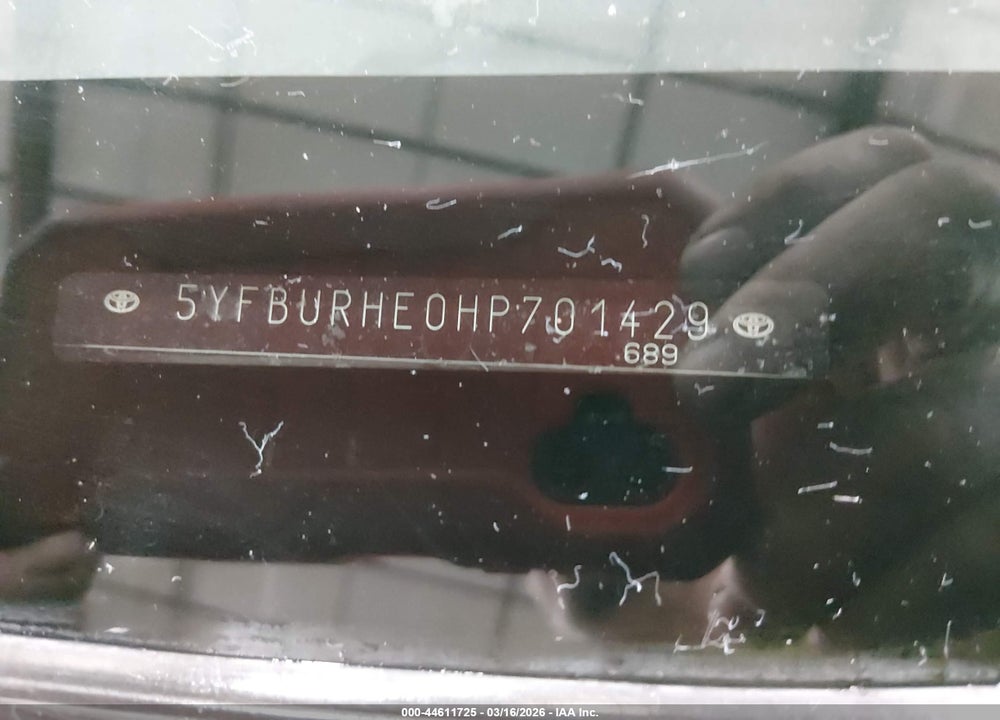 2017 TOYOTA COROLLA VIN: 5YFBURHE0HP701429