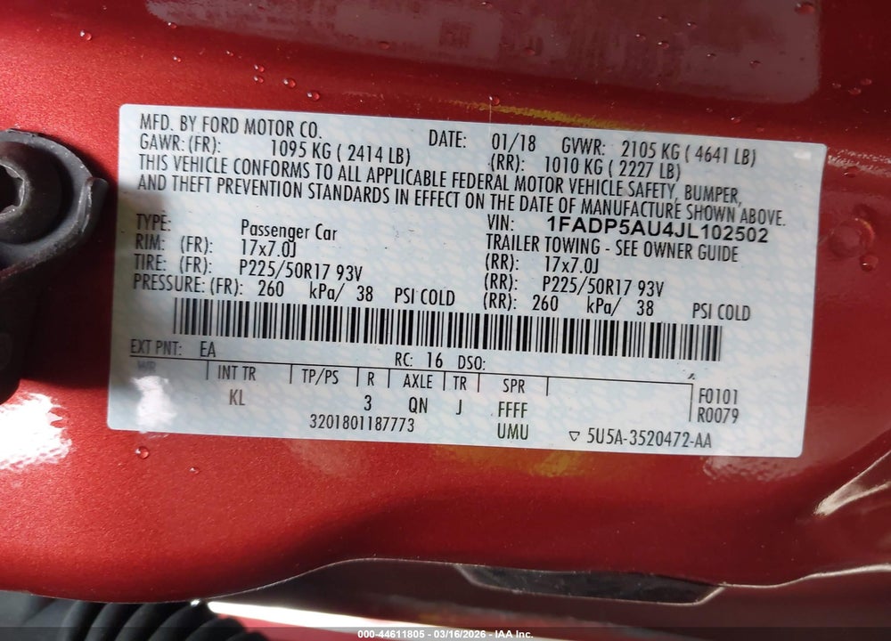 2018 FORD C-MAX HYBRID SE VIN: 1FADP5AU4JL102502