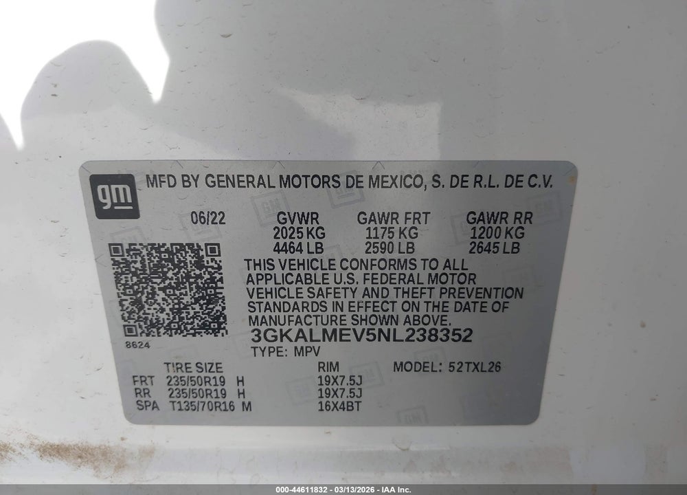 2022 GMC TERRAIN FWD SLE VIN: 3GKALMEV5NL238352