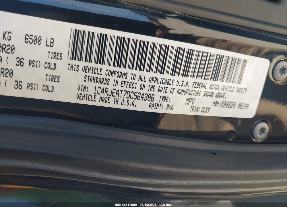 2013 JEEP GRAND CHEROKEE LAREDO VIN: 1C4RJEAT7DC564386