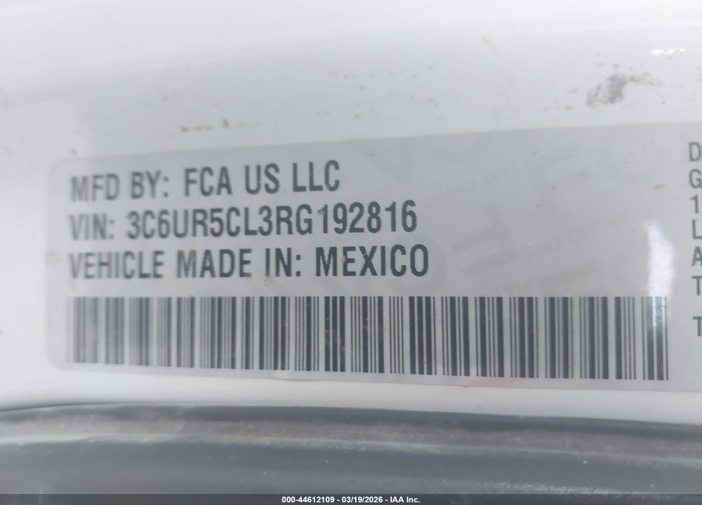 2024 RAM 2500 TRADESMAN  4X4 6'4 BOX VIN: 3C6UR5CL3RG192816