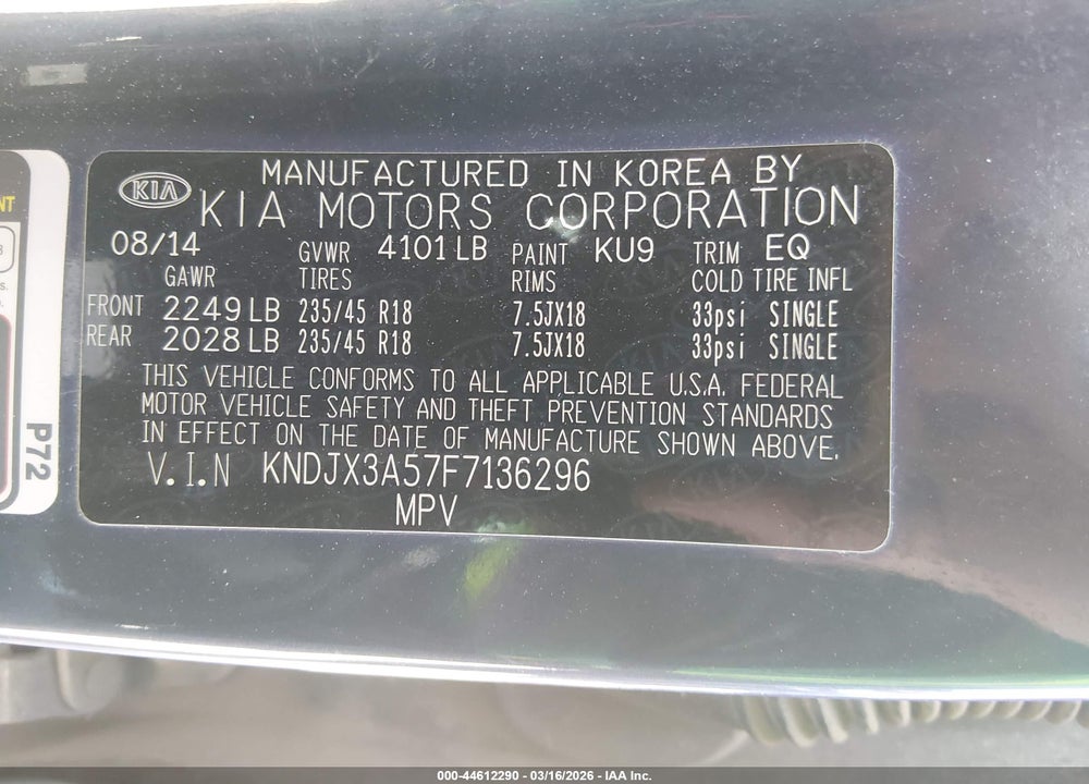 2015 KIA SOUL ! VIN: KNDJX3A57F7136296