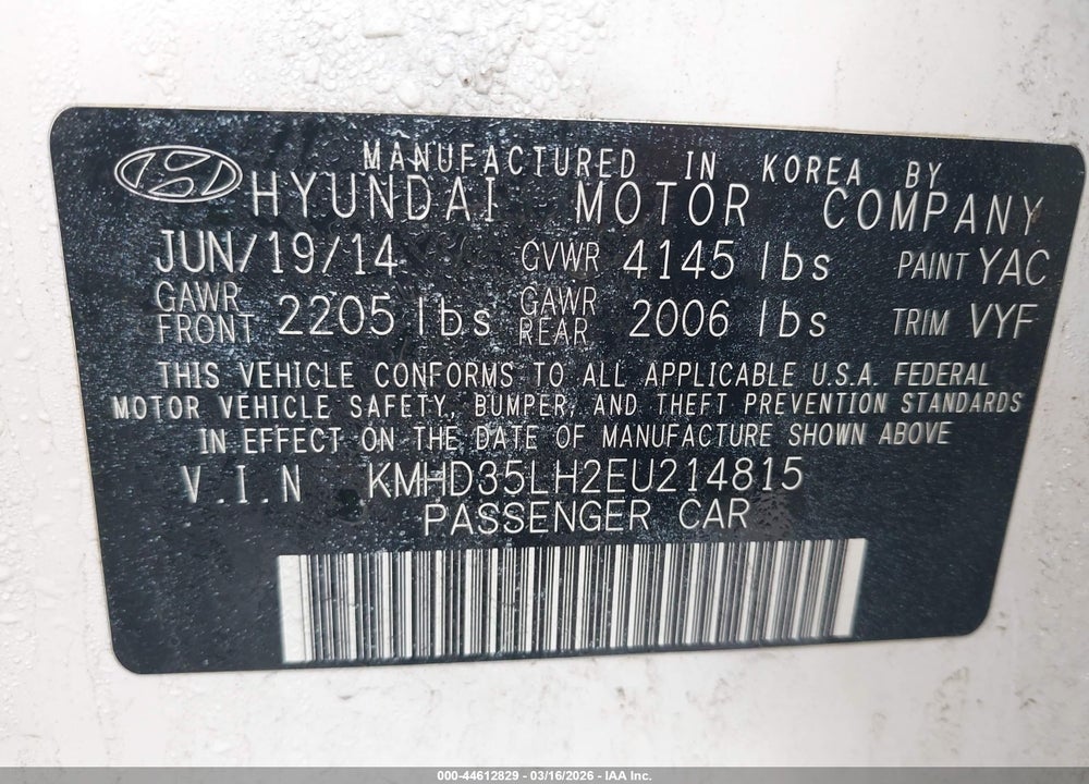 2014 HYUNDAI ELANTRA GT VIN: KMHD35LH2EU214815